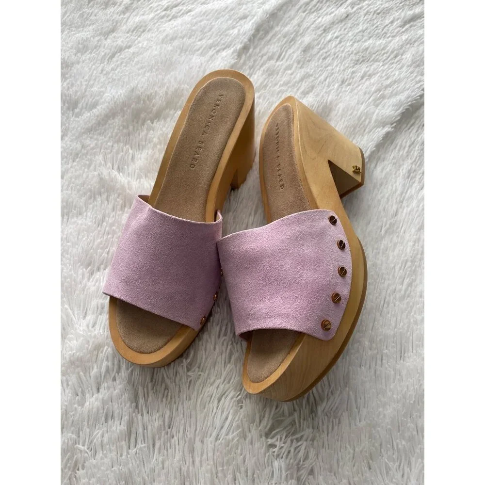 VERONICA BEARD Hannalee Suede Platform Clogs Lavender Size 10 - Picture 1 of 11